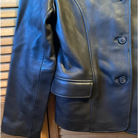 Max USA Chocolate Brown Buttery Soft Genuine Leather Blade Collar Jacket